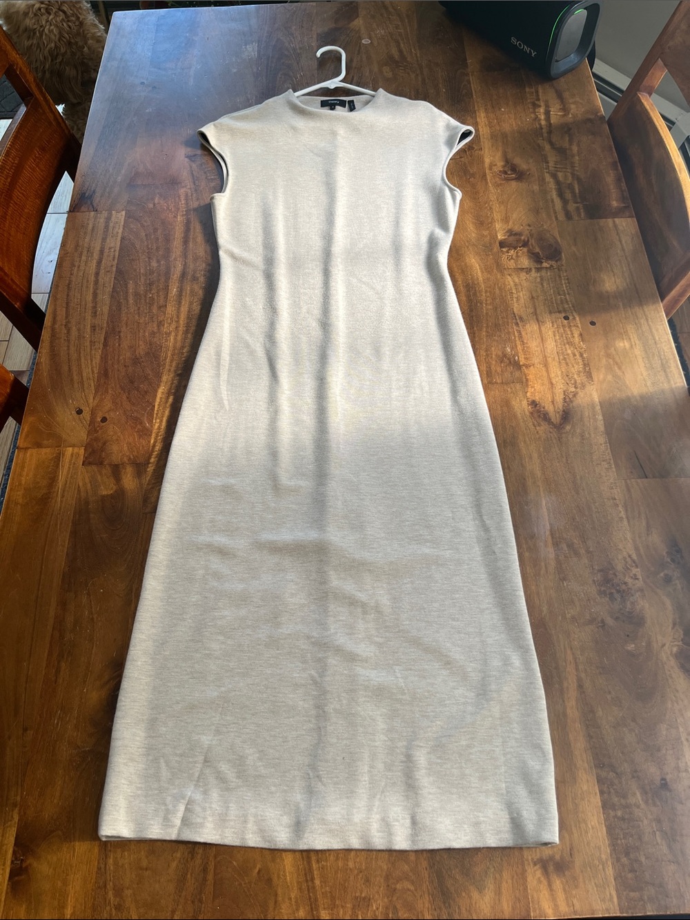 Theory Sleeveless Maxi Dress in Light Beige